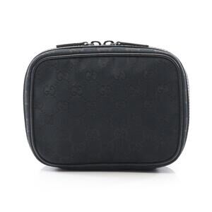 Gucci GG Canvas Pouch Bag Leather Black